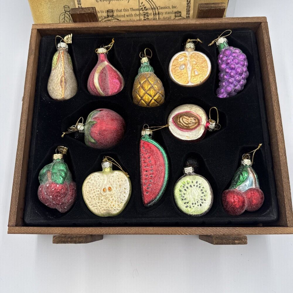Thomas Pacconi Museum Series Frosted Fruit Ornament Set Of 12 With Original Case
